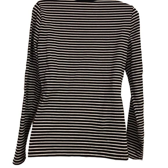Michael Kors Striped Zipper Long Sleeve Crewneck Tee Navy Blue White S M… - Picture 6 of 15